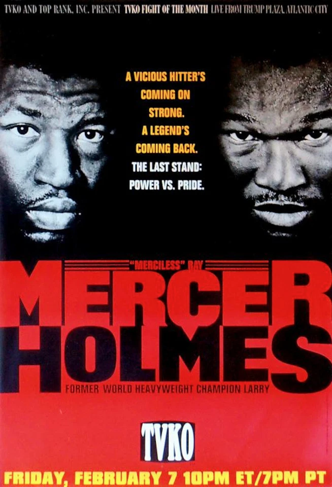 Póster grande original vintage de Larry Holmes vs. Ray Mercer boxeo pelea Foto 1 de 1