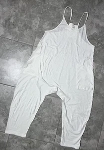 Free People Movement Hot Shot Slouchy Tuta Boho y2k Baggy Bianca Nuova L - Foto 1 di 21