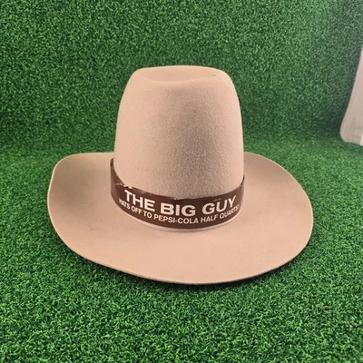 Rare 1960's Pepsi Cola Promo Display Cowboy Wool Hat Half Quart The Big Guy - Imagem 1 de 4