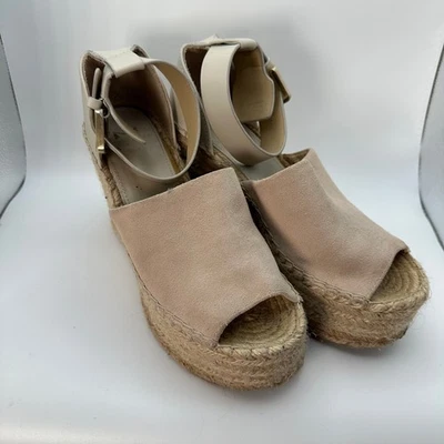 Marc Fisher LTD Women's Espadrille Platform Wedge Sandals Beige Leather Size 6.5 - Image 1 of 4