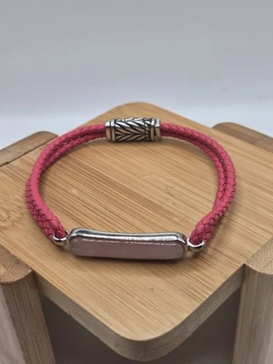 Rose Quartz Genuine Leather Bracelet With Magnetic Lock 8 Inch - Image 1 of 4