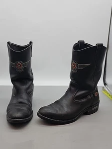 Stivali da cowboy Harley Davidson Eagle in pelle nera da uomo made in USA vintage 9 W - Foto 1 di 11