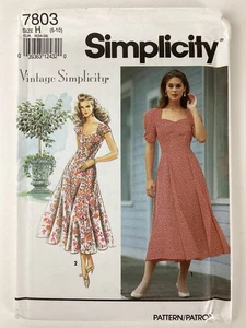 Size 6 - 10 SIMPLICITY Vintage 90s Sewing Pattern 7803 Flared Dress UNCUT FF - Picture 1 of 5