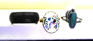 KONVOLUT 3 RINGE HOLZ LIMOGE TÜRKIS NAVAJO NACHLASS FREI - Bild 1 von 7