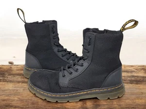 Dr. Martens Doc Combs J Air Wair Combat Boots, Kid Youth 2 Canvas Zip Black EUC - Picture 1 of 10