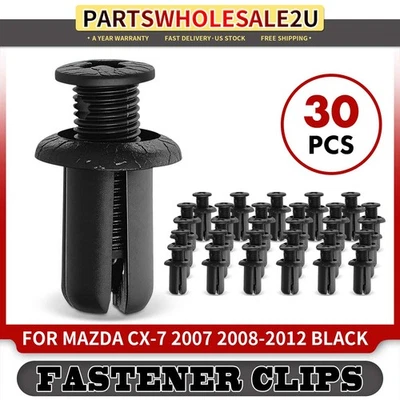 Tornillo de sujeción de nylon de 8 mm 30 piezas para Mazda CX-7 2007-2012 negro tipo empuje Foto 1 de 4
