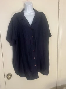 Damenbluse AVENUE dunkelblau Kurzarm Kragen Knopfleiste Seitenschlitz 18/20 - Bild 1 von 5