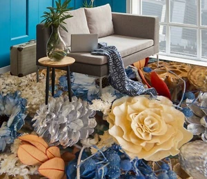 3D Yellow Flower 56RAI51 Floor WallPaper Murals Wall Print Decal AJ WALL Fay - Picture 1 of 6