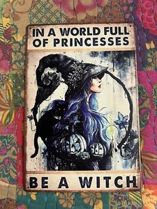 Kunst Blech Wandschild Vintage Stil böhmisch ""Be A Witch"" 12x8 - Bild 1 von 2