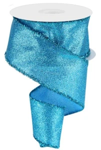 Shimmer Glitter Ribbon with Tinsel Edge, 2.5" x 10 Yards (Turquoise) - RGA8309A2 - Picture 1 of 1