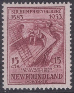 NEWFOUNDLAND 222i NSSC 205a 1933 15c GILBERT REVERSO INVERTIDO WMRK MPH VF CV $100 - Imagen 1 de 6