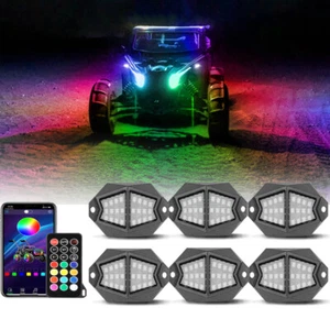 6PCS Underglow Car LED RGB Rock Light Remote & APP Control Offroad Truck UTV ATV - Picture 1 of 14