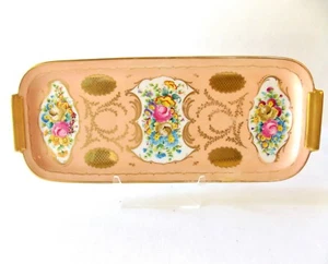 BANDEJA PORCELANA PARÍS ANTIGUA FINA EXQUISITAMENTE PINTADA A MANO CON ROSAS Y ORO  - Imagen 1 de 8