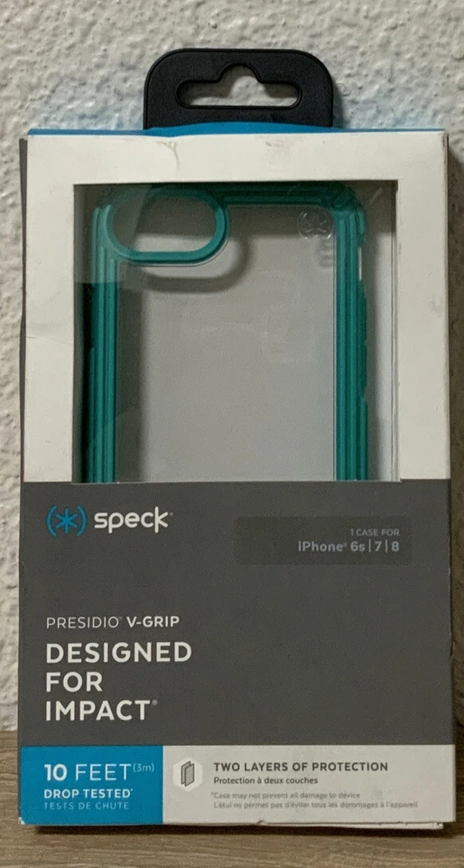 📀 Capa telefone Speck Presidio V-Grip para Apple iPhone 8/7/6s - Transparente/azulada - Imagem 1 de 3