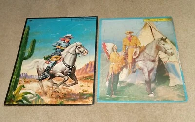 Vintage The Lone Ranger & Wild Bill Hickok Frame Tray Puzzles Cowboy Western - Image 1 of 4