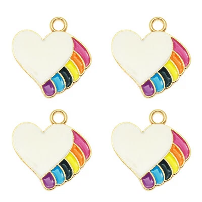 GRACEANGIE 24PCS 18x18mm Enamel Plated Rainbow Heart Charms Pendant Jewelry DIY Findings