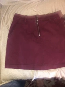 Forever 21 women’s mini skirt Burgundy Denim New With Tag Size Small - Picture 1 of 8