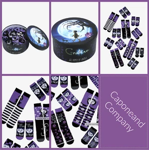 Coraline BioWorld 12 Pair PURPLE Socks Collectible Artwork Box-Hot Topic-NIB! - Picture 1 of 1
