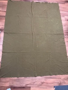 Vintage Army Olive Green Wool Field Blanket 62"X80” - Picture 1 of 2