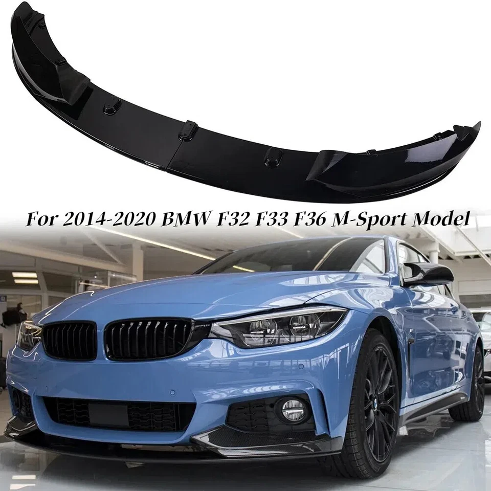 Para BMW 4 Series M Sport F32 F33 F36 Performance divisor frontal brilho labial preto - Imagem 1 de 4