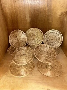 10 Wicker Paper Plate Holders Set 10 Rattan Natural Color Woven Picnic Camping - Picture 1 of 13