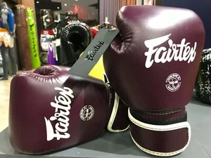 Genuine Fairtex Boxing Gloves Real Leather Maroon Brown BGV16 - Picture 1 of 7