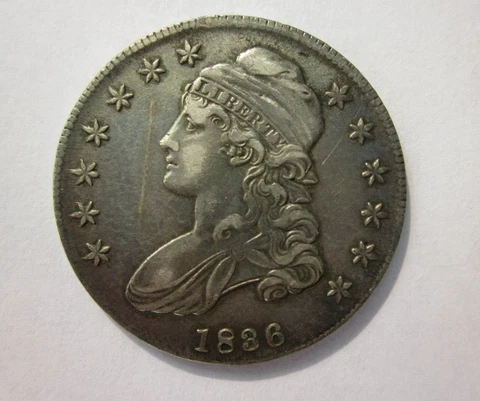 1836 CAPPED BUST HALF DOLLAR 50C NICE COLOR COIN LETTERED EDGE 50C XF Cover