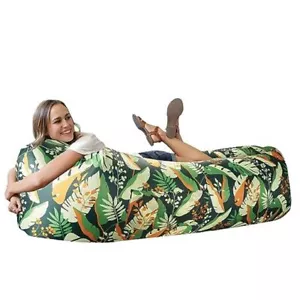 Inflatable Lounger Air Sofa Chair–Camping & Beach Accessories–Portable G Leaf - Picture 1 of 7