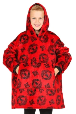 Jungen Manchester United Fußballverein komplett gefüttert Luxus Fleece Oversized Hoodie