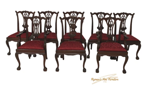 8 Classic Chippendale Style Mahogany Ball & Claw Dining Chairs Cover