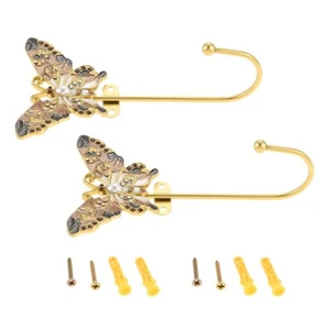 2pcs Butterfly Shape Coat Hat Backpack Wall Hooks Rack Hangers Organizer Holder - Picture 1 of 15