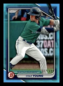 2024 BOWMAN COLE YOUNG SKY BLUE BORDER /499 BP-112 MARINERS - Picture 1 of 2