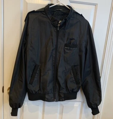 Chaqueta negra Members Only, talla 46 vintage con ribete tejido en manga, cuello e parte inferior Foto 1 de 4