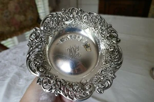 REDLICH STERLING SILVER REPOUSSE PIERCED FLORAL COMPOTE BOWL 5.25" Across - Picture 1 of 11