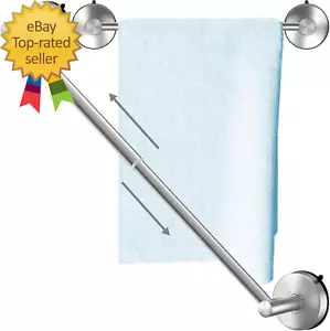 Adjustable Suction Cup Towel Bar for Bathroom 14 Inch ~27 Inch Brushed Nickel - Picture 1 of 6