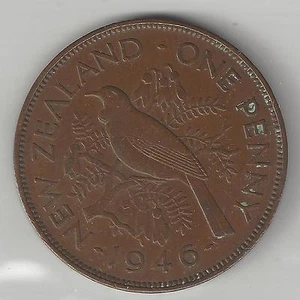 NEW ZEALAND, 1946, PENNY, BRONZE, KM#13, CHOICE EXTRA FINE - Picture 1 of 2