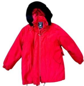 Bromley Thermoloft Insulations Women’s Removable Fox Fur Hood Coat Sz Small Red - Picture 1 of 12