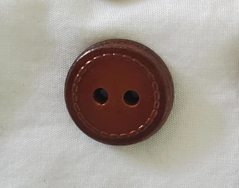 Round Stitched Rim Saddle Leather 2 Hole VINTAGE BUTTON 36L-7/8"-22mm (B171B) Cover