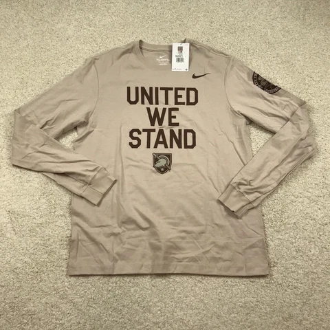 Nike Army Black Knights Mens Medium Long Sleeve Shirt Tan Brown *defect Cover