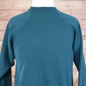 SUDADERA VINTAGE HANES AÑOS 90 EN BLANCO LISA VERDE CUELLO REDONDO TALLA M MEDIANA - Imagen 1 de 5