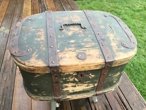 Large 18th Century Primitive Bentwood Chest, Trunk, Forged Iron Straps, 1760 - Picture 1 of 9