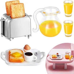 12 Stück Maßstab 1:12 Puppenhaus Miniatur Frühstücksset Saft Set Zubehör Küche - Picture 1 of 7