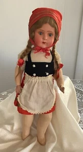 Vintage Mädchen Puppe 20 Zoll Pappmache Kopf Glasaugen Stroh Stofftier Körper - Bild 1 von 11