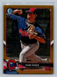 Shane Bieber 2018 Bowman Chrome #BCP213 Prospects Gold Refractor #/50 Indians - Imagen 1 de 2