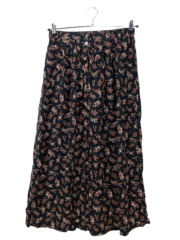 SOLITAIRE Midirock Damen Rock Gr. DE 38 schwarz-braun-hellorange Casual-Look - Bild 1 von 4