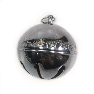 Wallace 1979 Silverplate Sleigh Bell Christmas Ornament Poinsettia Vintage - Picture 1 of 5