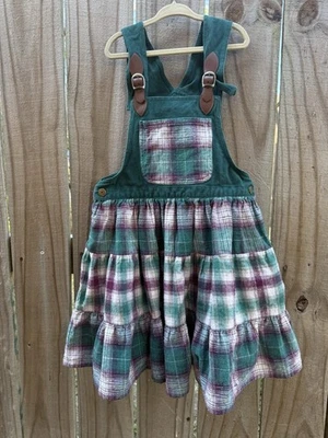 Bonjour Jumpsuit Dress Girls Size 8/10 Plaid 100% Cotton - Image 1 of 3