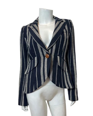 Smythe One Button Stripe Blazer in Navy Size 10 - Image 1 of 4