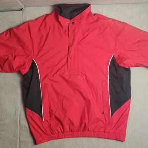 Dryjoys By Footjoy FJ Rain Jacket Red Black Golf 1/4 Pullover PGA Sz M - Picture 1 of 11