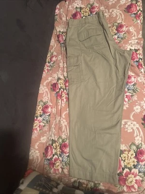 Pantalones de carpintero para hombre Basic Editions talla 46 x 30 caqui tostado nuevos con etiquetas frente plano Foto 1 de 3